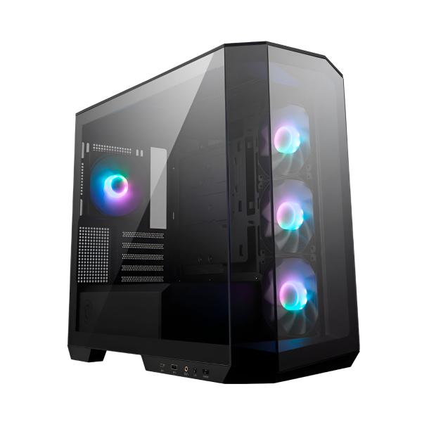 CASE RGB MSI MAG PANO M100R PZ MINI TOWER VENTILADORES 4 DE 120MM CON VIDRIO LATERAL PANOR&Aacute;MICO DE 270 GRADOS 306-7G24R22-809 NEGRO