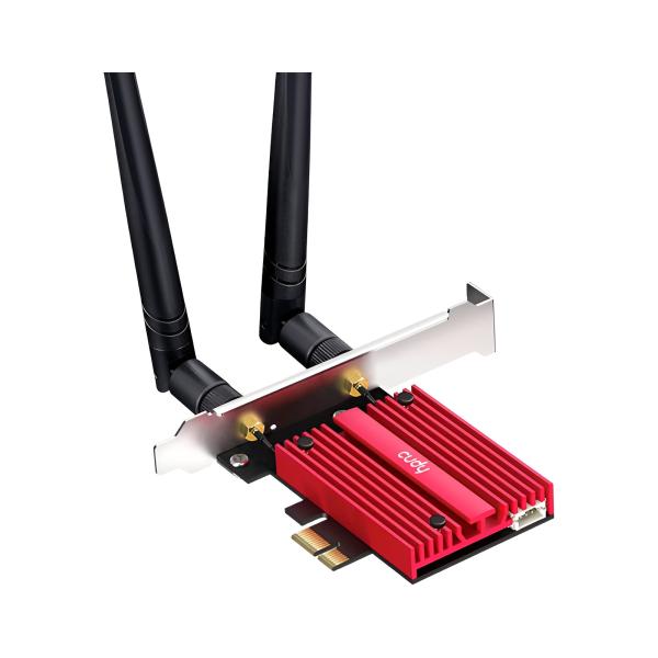 TARJETA DE RED CUDY WE3000S 2.0 WIFI6E AX5400 TRIBANDA PCIE USB ROJO