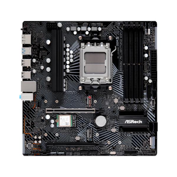 TARJETA MADRE ASROCK B650M PG LIGHTNING WIFI AM5 MICRO-ATX DDR5 MB-B650MPGL W NEGRO