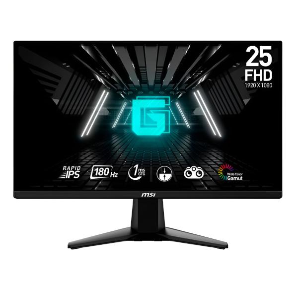 MONITOR 24.5 PULG MSI G255F 1920 X 1080 180HZ 1MS FREESYNC FHD IPS RAPIDO NEGRO 9S6-3BC01M-001