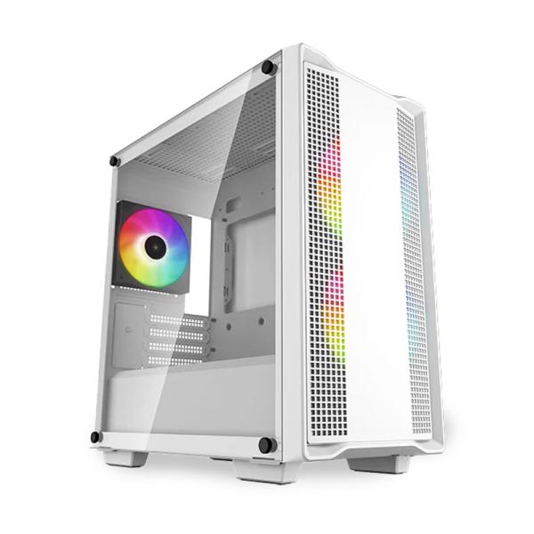 CASE GAMING DEEPCOOL CC360 ARGB WH MINI TOWER VENTILADORES 3 DE 140MM CON VIDRIO LATERAL Y MALLA FRONTAL R-CC360-WHAPM3-G1 BLANCO