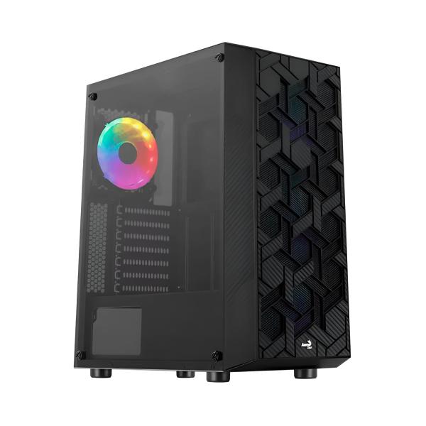CASE GAMING RGB AEROCOOL HIVE-G-BK-V3 MID TOWER 1 VENTILADOR DE 120MM CON VIDRIO LATERAL ACCM-PV27013.11 NEGRO