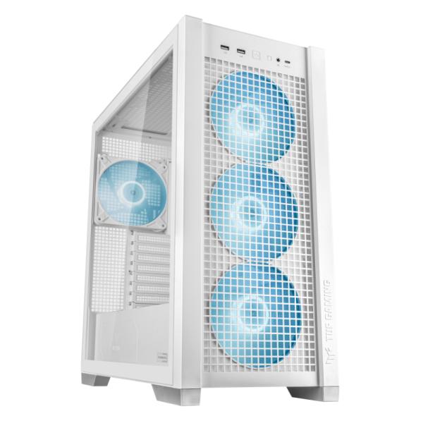 CASE GAMING  RGB ASUS TUF GT302 MID TOWER VENTILADORES 4 DE 140MM CON VIDRIO LATERAL Y MALLA FRONTAL 90DC00I3-B18000 BLANCO