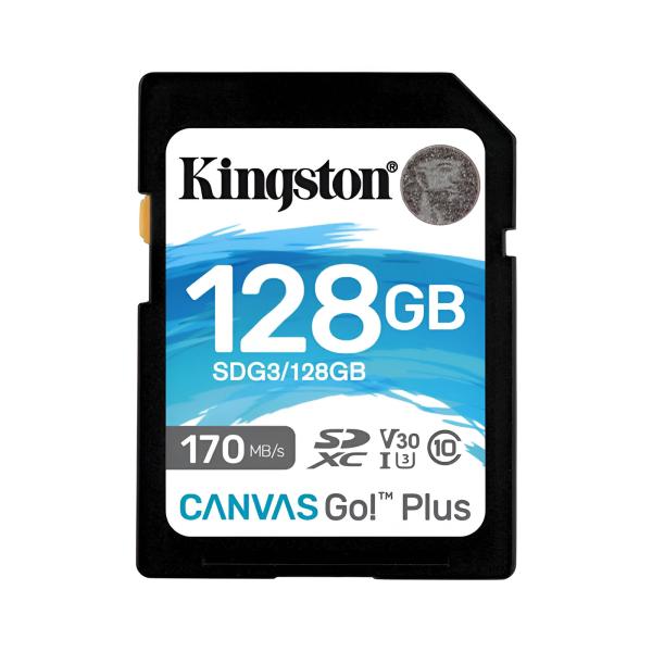 MEMORIA SDXC 128GB KINGSTON SDXC CANVAS GO PLUS C10 170 MB/S 90 MB/S PARA VIDEOS 4K SDG3/128GB