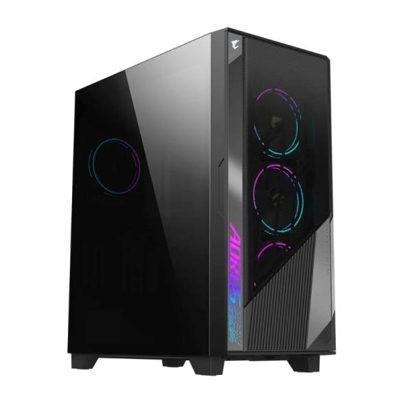 CASE GAMING RGB GIGABYTE AORUS C500 GLASS MID TOWER 4 VENTILADORES DE 120MM CON VIDRIO LATERAL GB-AC500G ST NEGRO