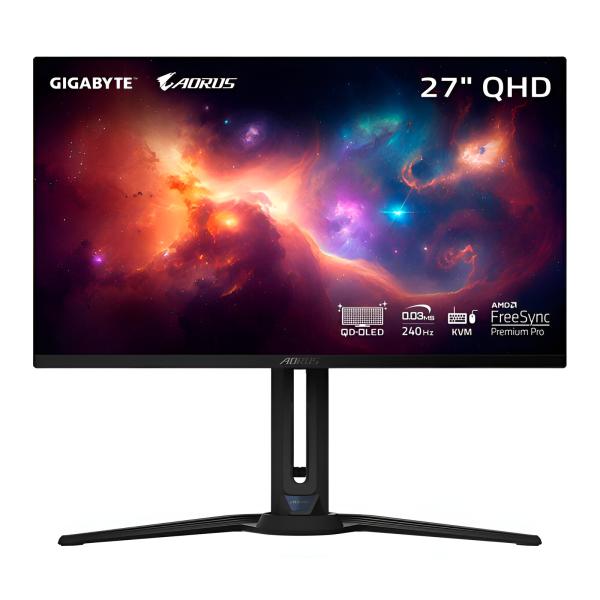 MONITOR GAMING 27" GIGABYTE AORUS FO27Q2 SA OLED FHD 2560X1440 0.03MS GT 240HZ IPS FREESYNC PREMIUM PRO ULTRAWIDE ALTURA AJUSTABLE KVM HDMI DP TYPE-C CURVO NEGRO  FO27Q2