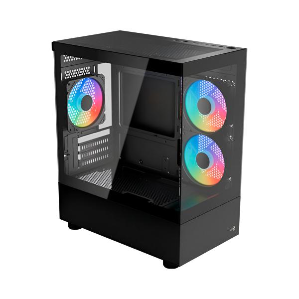 CASE GAMING RGB AEROCOOL VIEWPORT MINI-G-BK-V1 MINI TOWER VENTILADORES 3 DE 120MM CON VIDRIO LATERAL Y FRONTAL ACCM-ES09033.11 NEGRO