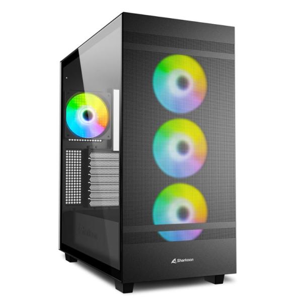 CASE GAMING RGB SHARKOON REBEL C50 MID TOWER VENTILADORES 4 DE 120MM CON VIDRIO LATERAL Y MALLA FRONTAL 4044951038244 NEGRO