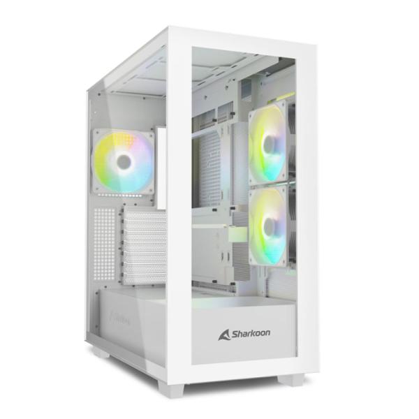 CASE GAMING RGB SHARKOON REBEL C60 MID TOWER VENTILADORES 4 DE 120MM CON VIDRIO LATERAL Y  FRONTAL 4044951040049 BLANCO