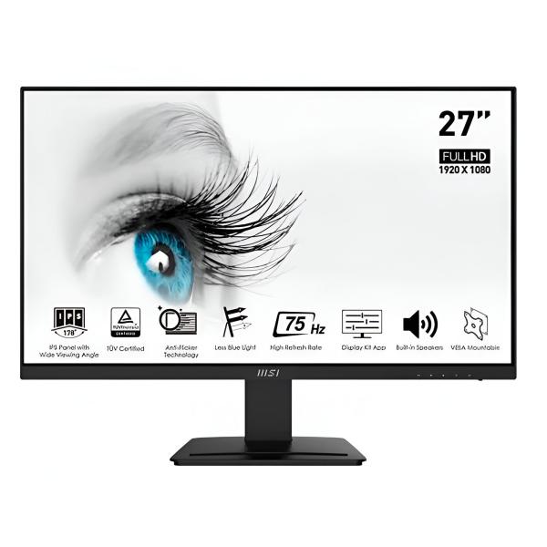 MONITOR 27 PULG MSI PRO MP273U 3840 x 2160 FHD 60HZ 4MS 4K PANEL IPS EYESERGO HDMI DP PLANO NEGRO 9S6-3PB4CH-211