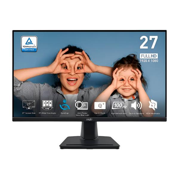 MONITOR 27 PULG MSI PRO MP275Q 2560 X 1440 FHD 100HZ 1MS EYESERGO HDMI DISPLAY PORT PLANO NEGRO 9S6-3PC3CM-025
