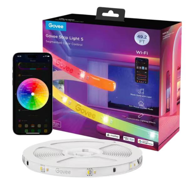 LUCES GOVEE H612A BASIC WIFI RGBIC + BLUETOOTH LED STRIP WITH PROTECTIVE COATING 5 METROS H612AAD110M