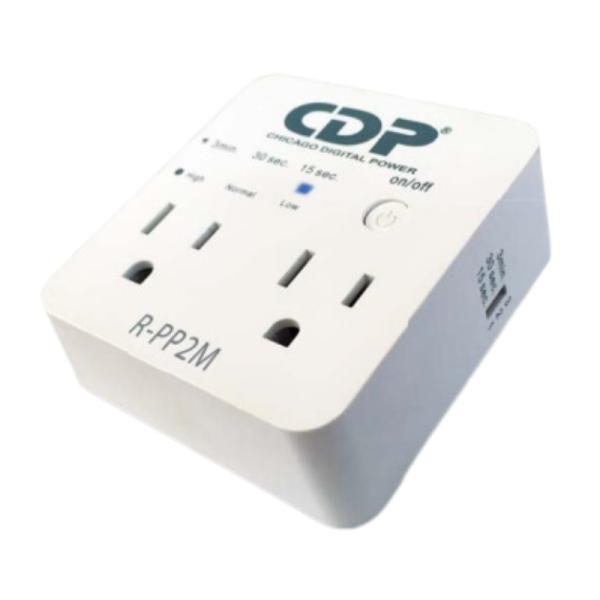 PROTECTOR DE VOLTAHE CDP R-PP2M 1800W 2 TOMAS SUPRESIÓN DE SOBRECORRIENTE Y SOBRE VOLTAJE RETARDO DE ENERGÍA SELECCIONABLE BLANCO