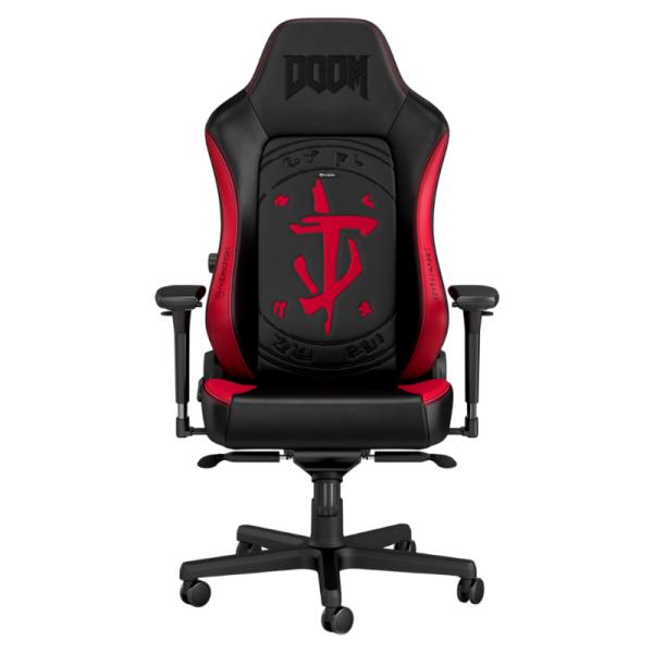 SILLA GAMING NOBLECHAIRS HERO EDICIÓN DOOM CUERO SINTÉTICO RESPIRABLE NBL-HRO-PU-DET NEGRO/ROJO
