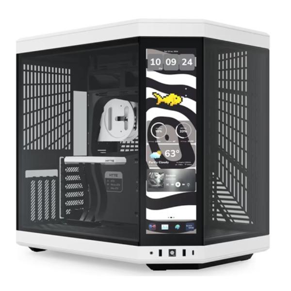 CASE GAMING HYTE Y70 TOUCH INFINITE MID TOWER SIN VENTILACI&Oacute;N INCLUIDA CON PANTALLA T&Aacute;CTIL DE 14.5" GEN 2  CS-HYTE-Y70TI-WB BLANCO/NEGRO