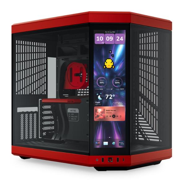 CASE GAMING HYTE Y70 TOUCH INFINITE MID TOWER SIN VENTILACI&Oacute;N INCLUIDA  CON PANTALLA T&Aacute;CTIL DE 14.5" GEN 2 CS-HYTE-Y70TI-RB ROJO/NEGRO