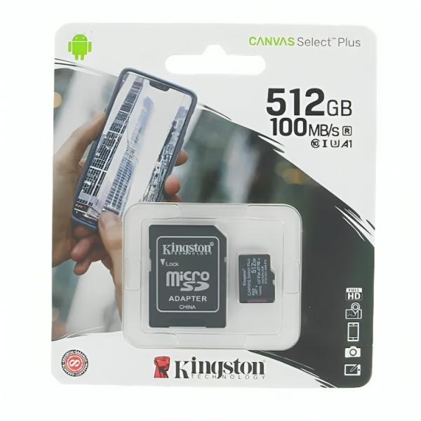 MEMORIA MICRO SDXC 512GB KINGSTON CANVAS SELECT PLUS CLASE 10 100 MB/S 85 MB/S PARA DISPOSITIVOS MOVILES, CÁMARAS DIGITALES Y CONSOLAS DE JUEGOS SDCS2/512GB