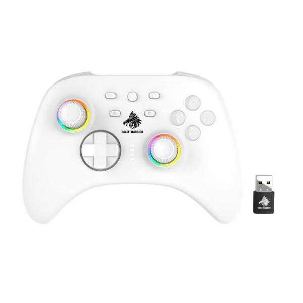 GAME PAD EAGLE WARRIOR GG06A SWITCH / ANDROID / PC / INALAMBRICO 2.4G CON XINPUT SIN SENSOR DE MOVIMIENTO BLANCO