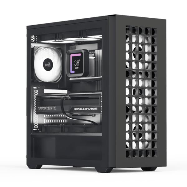 CASE GAMING RGB AEROCOOL D502A MINI TOWER VENTILADORES 4 DE 120MM CON VIDRIO LATERAL Y FRONTAL D502A-G-BK-V1 NEGRO