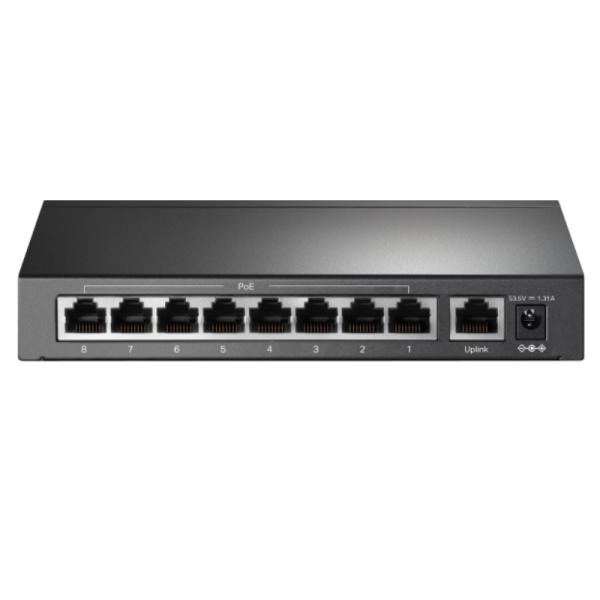 SWITCH TP LINK TL-SF1009P(UN) 8 PUERTOS RJ45 POE+ / 1 PUERTO UPLINK 10/100 MBPS NO ADMINISTRABLE GRIS