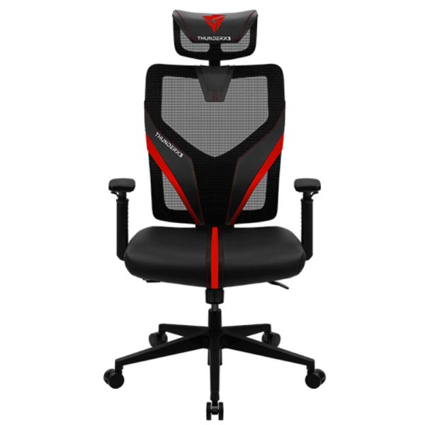 SILLA GAMING ERGONÓMICA THUNDERX3 YAMA1 MALLA CON CUERO SINTÉTICO TEGC-3030001.R1 NEGRO/ROJO