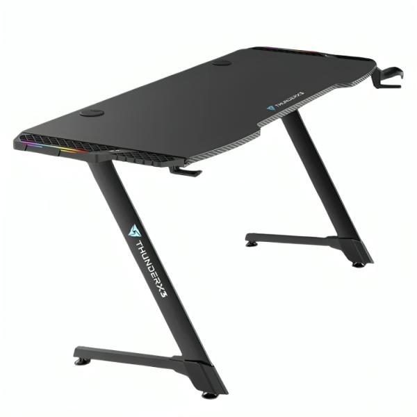 ESCRITORIO GAMER THUNDERX3 ED5 HEX V2 CON SOPORTE PARA HEADSET Y PORTAVASOS TEGD-5028011.11 NEGRO