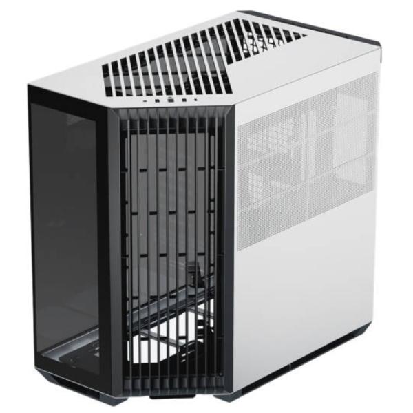 CASE APNX V1-BW-V1 MID TOWER SIN VENTILACI&Oacute;N INCLUIDA CON VIDRIO LATERAL Y MALLA FRONTAL ANGULADA APCM-VI01003.M1 NEGRO / BLANCO
