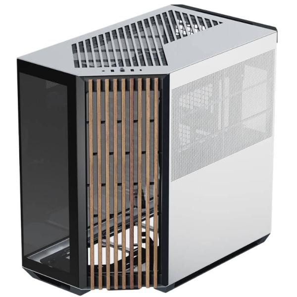 CASE APNX V1-W-BW-V1 MID TOWER SIN VENTILACIÓN INCLUIDA CON VIDRIO LATERAL Y MALLA FRONTAL ANGULADA APCM-VI01103.M1 NEGRO / BLANCO / MADERA
