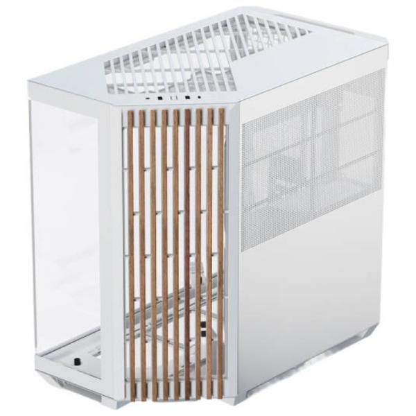 CASE APNX V1-W-WT-V1 MID TOWER SIN VENTILACIÓN INCLUIDA CON VIDRIO LATERAL Y MALLA FRONTAL ANGULADA APCM-VI01103.21 BLANCO / MADERA