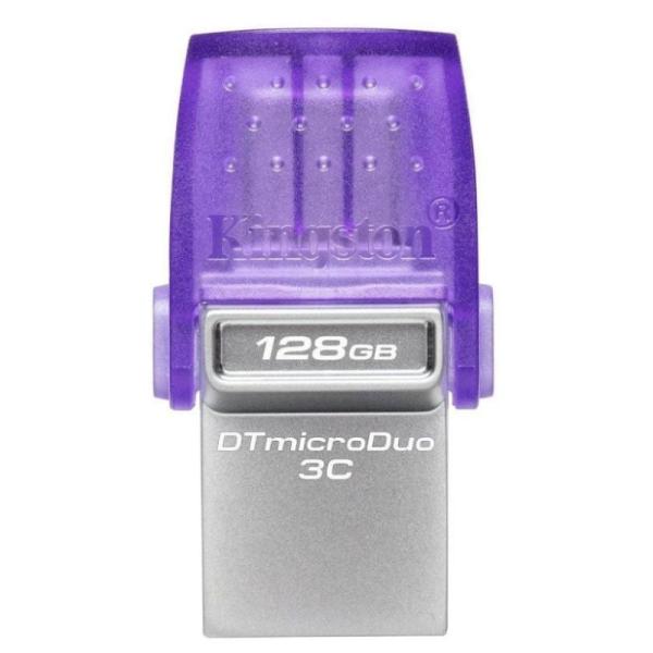 MEMORIA USB 128GB KINGSTON DATA TRAVELER MICRO DUO 3C USB-A / USB-C 3.2 GEN 1 DTDUO3CG3/128GB PLATEADO / MORADO