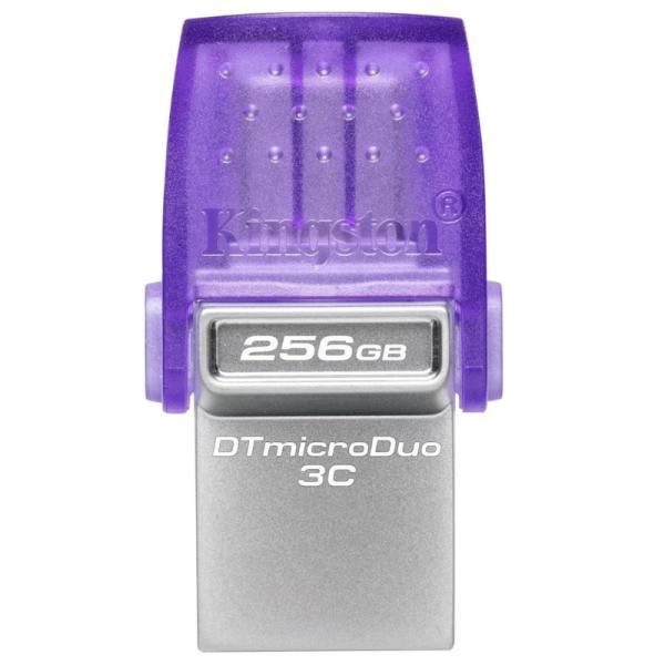 MEMORIA USB 256GB KINGSTON DATA TRAVELER MICRO DUO 3C USB-A / USB-C 3.2 GEN 1 DTDUO3CG3/256GB PLATEADO / MORADO
