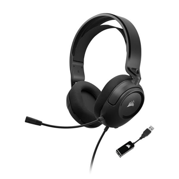 HEADSET GAMING CORSAIR HS35 SURROUND V2 ALÁMBRICO 3,5 MM CON ADAPTADOR USB INCLUIDO CA-9011386-NA NEGRO