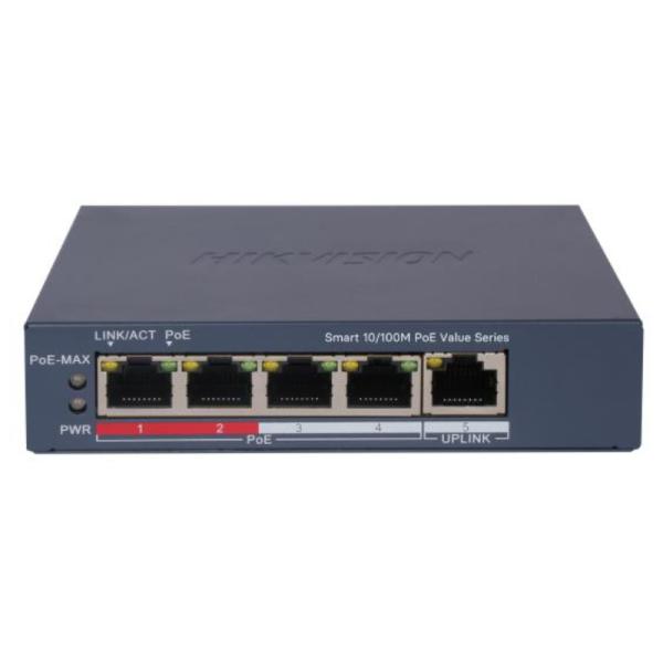 SWITCH HIKVISION DS-3E1105P-EI/M(O-STD)V2 (E) 4 PUERTOS POE FAST ETHERNET 10/100 MBPS / 1 PUERTO RJ45 ADMINISTRABLE 301802981 NEGRO