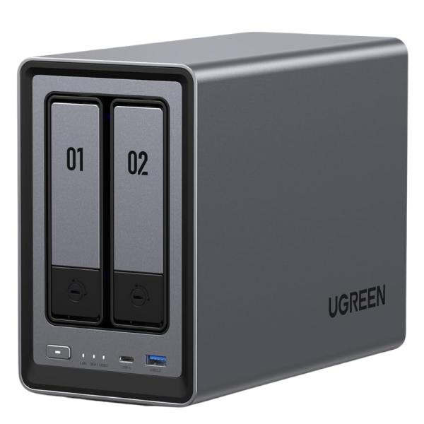 ENCAPSULADOR NAS DE ESCRITORIO UGREEN DXP2800 2 BAHÍAS INTEL N100 8GB 2.5GBE / HDMI / M.2 NVME / 4K SIN DISCO