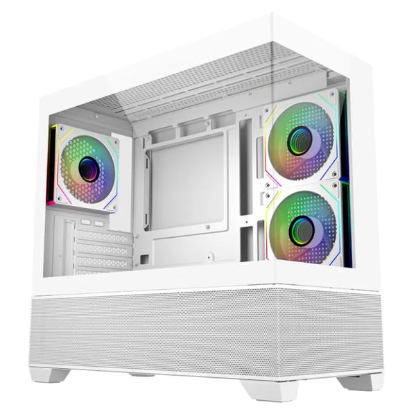 CASE RGB COOLER MASTER ELITE 490 WHITE MINI TOWER VENTILADORES 3 DE 120MM CON VIDRIO FRONTAL Y LATERAL E490-WHNN-S00 BLANCO