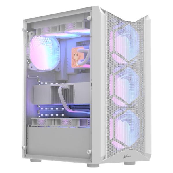 CASE ARGB FORMULA V LINE AIR POWER G1 PLUS WHITE MID TOWER VENTILADORES 6 DE 120 MM CON MALLA FRONTAL Y VIDRIO LATERAL 4711401663591 BLANCO