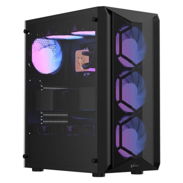 CASE ARGB FORMULA V LINE AIR POWER G1 PLUS BLACK MID TOWER VENTILADORES 6 DE 120 MM CON MALLA FRONTAL Y VIDRIO LATERAL 4711401663614 NEGRO