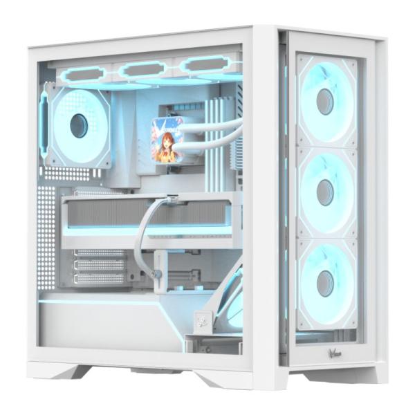 CASE ARGB FORMULA V AIR POWER G8 FLOE WHITE MID TOWER VENTILADORES 5 DE 120 MM CON MALLA FRONTAL Y VIDRIO LATERAL 4711401663904 BLANCO
