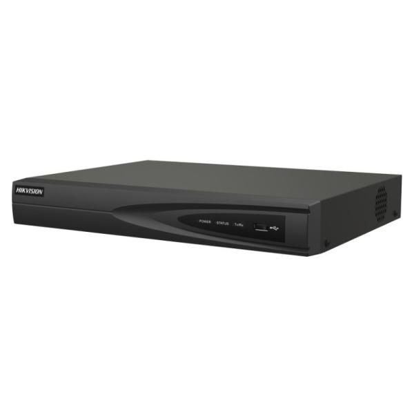 GRABADORA NVR HIKVISION DS-7604NI-Q1/4P 4 CANALES HASTA 8 MP 1 SATA HASTA 8 TB (SIN DISCO) POE + H.265+ NEGRO
