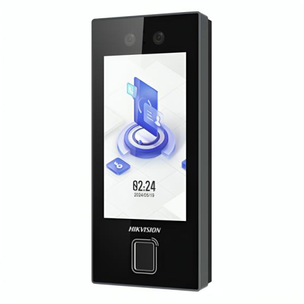 CONTROL DE ACCESO FACIAL Y HUELLAS HIKVISION DS-K1T344MBFWX-E1(O-STD) TECLADO TÁCTIL 2MP ETHERNET WIFI BLUETOOTH RS485 WIEGAND 302921388 NEGRO
