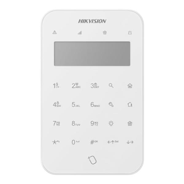 TECLADO INALÁMBRICO PARA ALARMA HIKVISION DS-PK1-LT-WB(O-STD) PANTALLA LCD RF 433 MHZ TRI-X 302402028 BLANCO