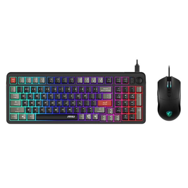 TECLADO Y MOUSE GAMING RGB MSI FORGE GK110 COMBO US ALÁMBRICO USB INGLÉS S11-04USS02-HH9 NEGRO
