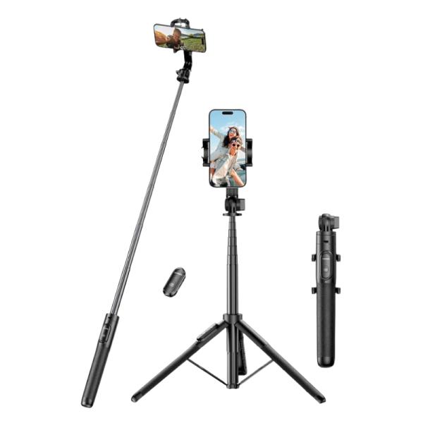 SELFIE STICK Y TRIPODE UGREEN LP586 CON CONTROL REMOTO BLUETOOTH 15062 NEGRO