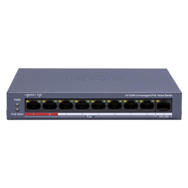 SWITCH HIKVISION DS-3E0109P-E/M(C)(O-STD) (E) 8 PUERTOS POE FAST ETHERNET 10/100 MBPS / 1 PUERTO RJ45 NO ADMINISTRABLE 301803444 NEGRO