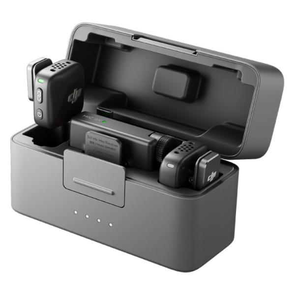 MICROFONO DJI MIC MINI INAL&Aacute;MBRICO LAVALIER 2TX + 1RX CANCELACI&Oacute;N DE RUIDO CON ESTUCHE DE CARGA GRIS