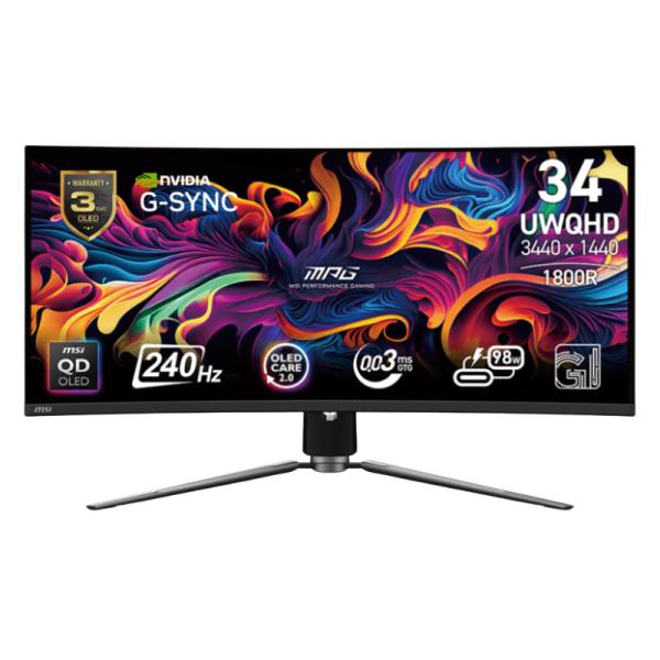 MONITOR GAMING MSI MPG 341CQPX QD-OLED 34.18" CURVA 1800R 3440X1440 240HZ QD-OLED G-SYNC DISPLAYPORT / HDMI / USB-C 9S6-3DD04T-014 NEGRO