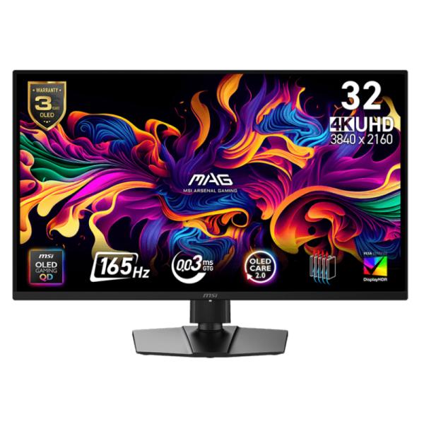 MONITOR GAMING MSI MAG 322UP QD-OLED E16 31.5" PLANA 3840X2160 165HZ QD-OLED G-SYNC / FREESYNC HDMI / DISPLAYPORT / USB-C 9S6-3DD29A-070 NEGRO