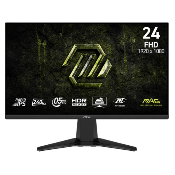 MONITOR GAMING MSI MAG 245F X24 24" PLANA 1920X1080 240HZ IPS RÁPIDO FREESYNC PREMIUM DISPLAYPORT / HDMI 9S6-3BC81M-004 NEGRO