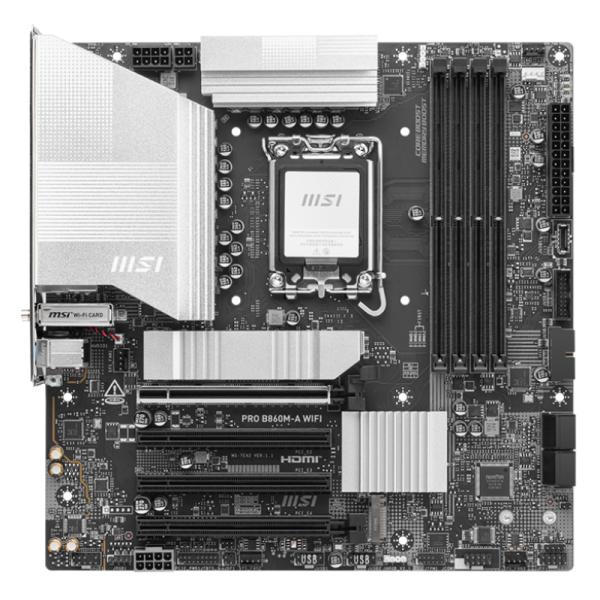 TARJETA MADRE MSI PRO B860M-A WIFI LGA 1851 MICRO-ATX DDR5 911-7E42-002 NEGRO / BLANCO