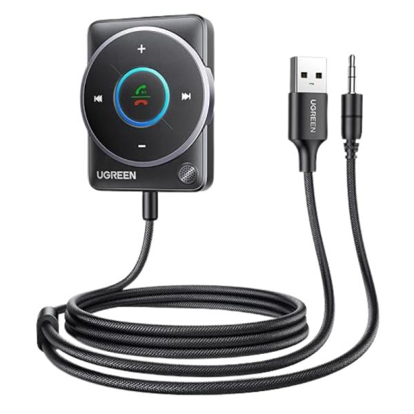 ADAPTADOR Y RECEPTOR DE AUDIO PARA CARRO UGREEN CM723 BLUETOOTH 5.4 35002 NEGRO